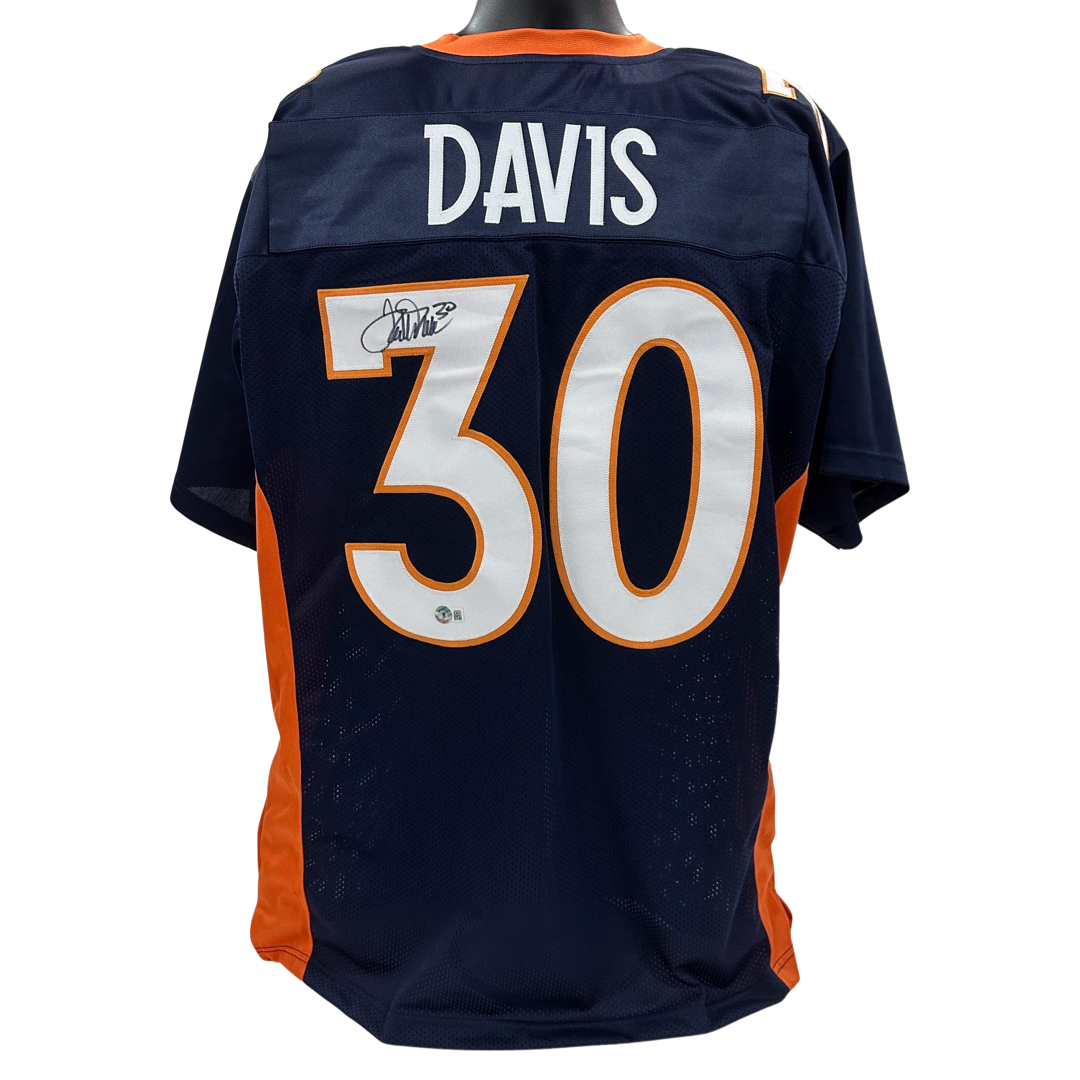 Terrell Davis Autographed Denver Broncos Blue Jersey Beckett