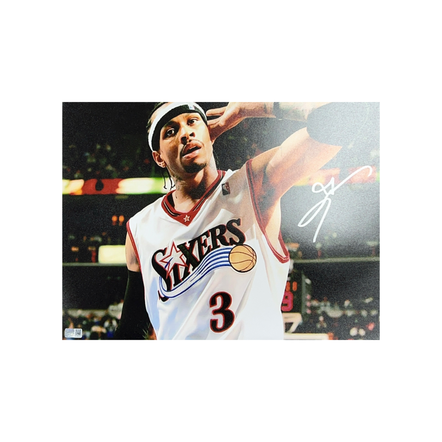 Allen Iverson Autographed Philadelphia 76ers Hand On Ear 11x14 Steiner CX