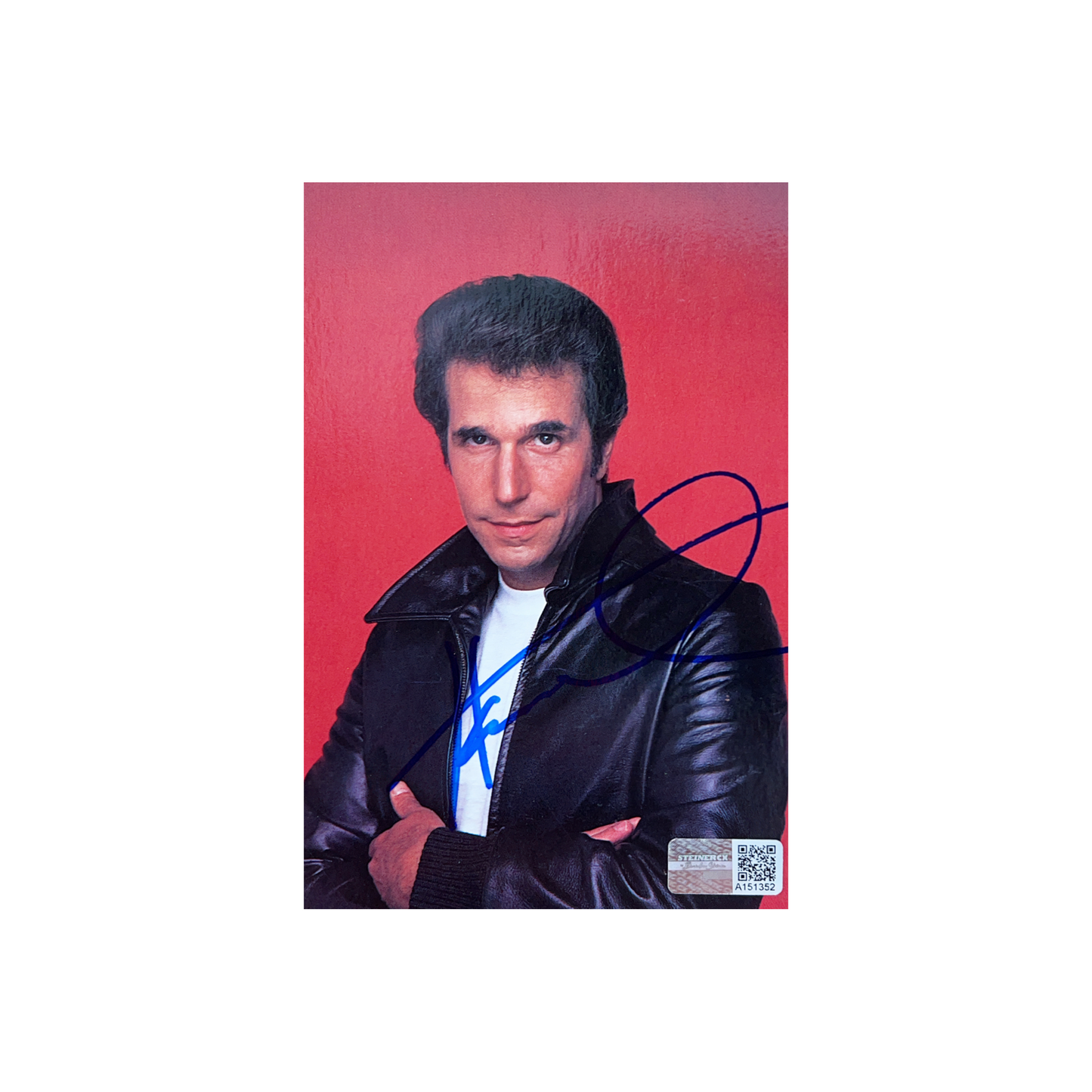 Henry Winkler Autographed Fonz Red Background Postcard Steiner CX