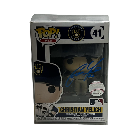 Christian Yelich Autographed Milwaukee Brewers Signed Funko Pop Beckett BAS