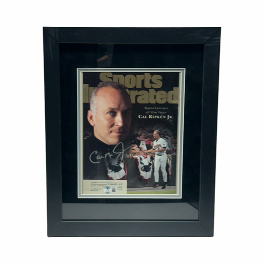 Cal Ripken Jr. Autographed Baltimore Orioles Vertical Sports Illustrated Sportsman of The Year 8x10 Beckett BAS - Framed