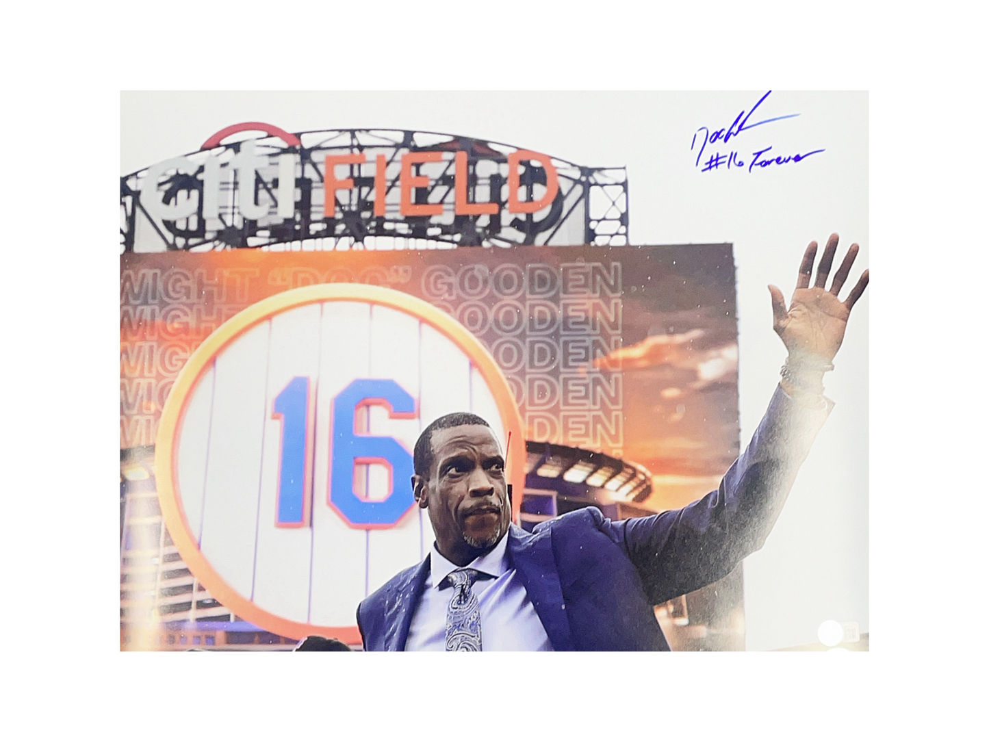 Doc Gooden Autographed New York Mets Number Retirement 16x20 “#16 Forever” Inscription Beckett