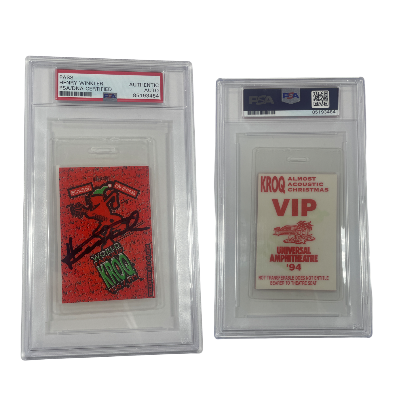 Henry Winkler Autographed Red KROQ Acoustic Christmas Concert Pass From Personal Collection PSA Auto Authentic