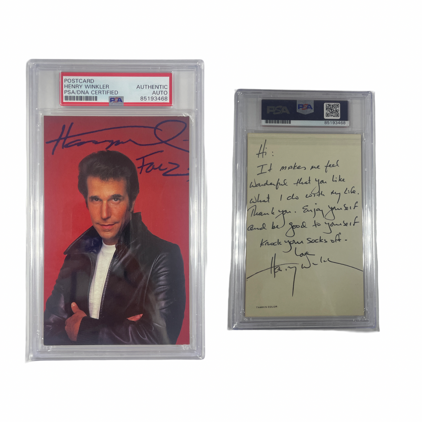 Henry Winkler Autographed Inscription "Fonz" Postcard From Personal Collection PSA Auto Authentic