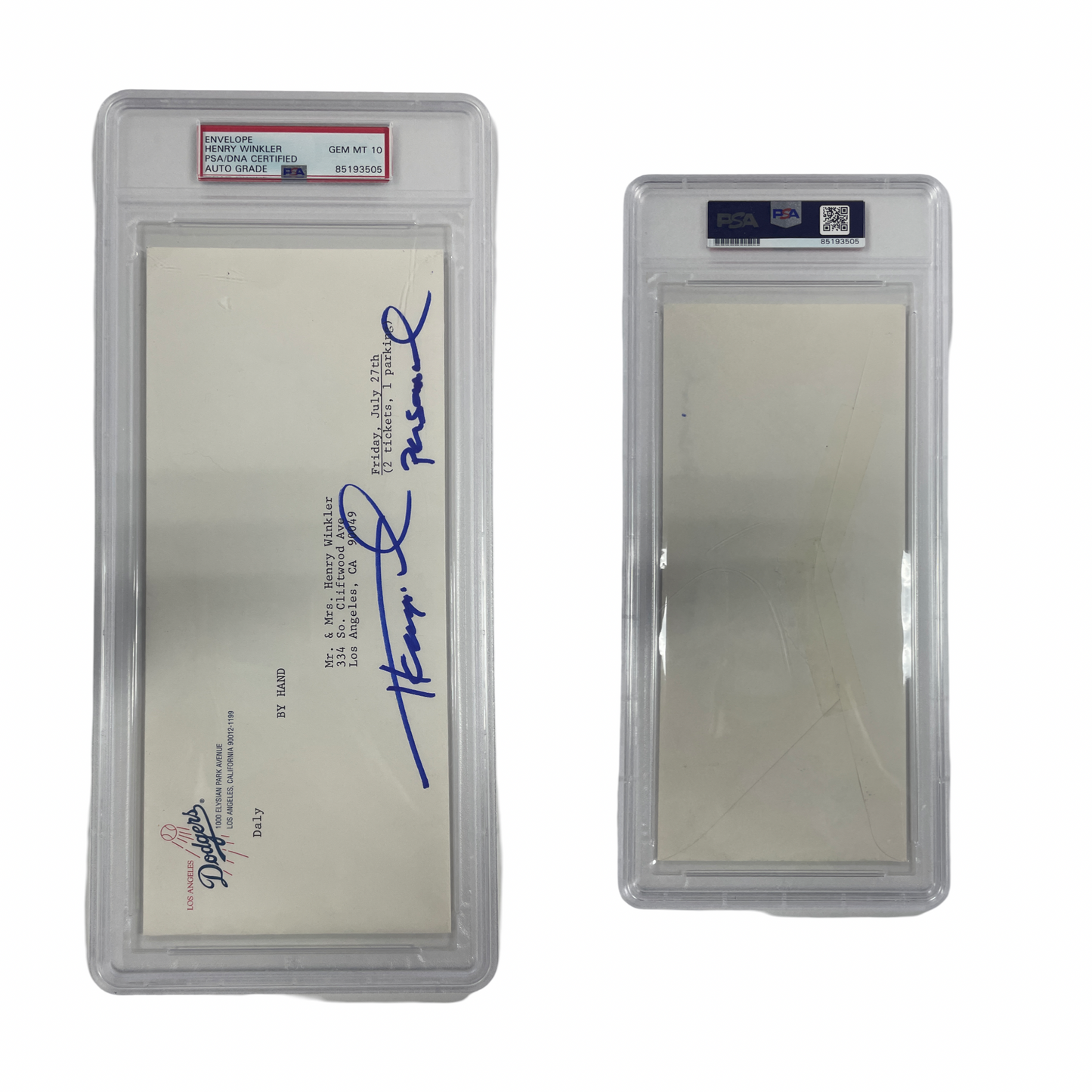 Henry Winkler Autographed Dodgers Envelope From Personal Collection PSA Auto Authentic