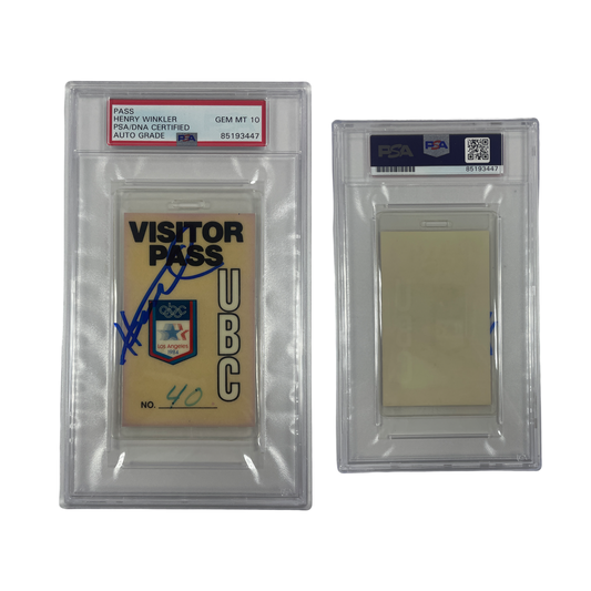 Henry Winkler Autographed Olympics Visitor Pass From Personal Collection PSA Auto Authentic