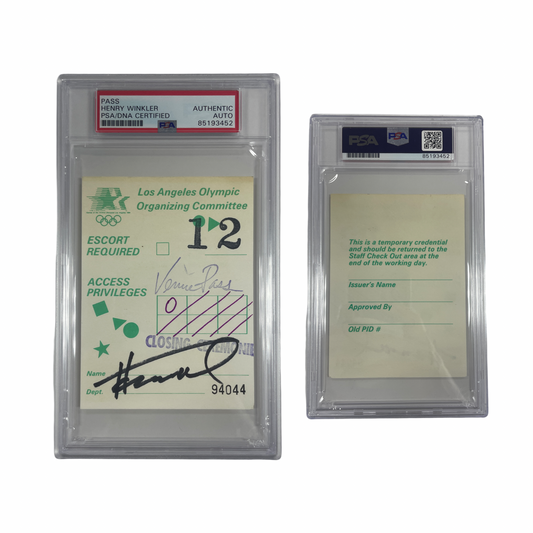 Henry Winkler Autographed Olympics Closing Ceremony Pass From Personal Collection PSA Auto Authentic