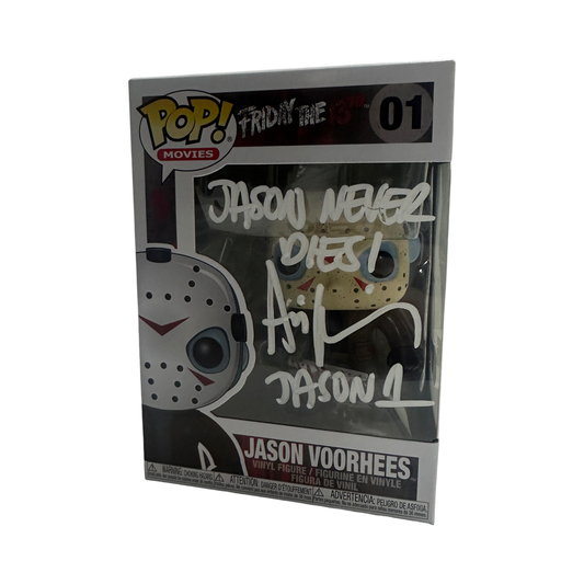 Ari Lehman Autographed Friday The 13th  "Jason Never Dies!, Jason 1" Inscribed Jason Voorhees Funko Pop White Ink Beckett