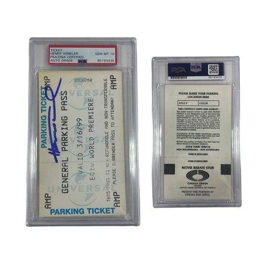 Henry Winkler Autographed EDTV Premier Parking Pass From Personal Collection PSA Auto Authentic