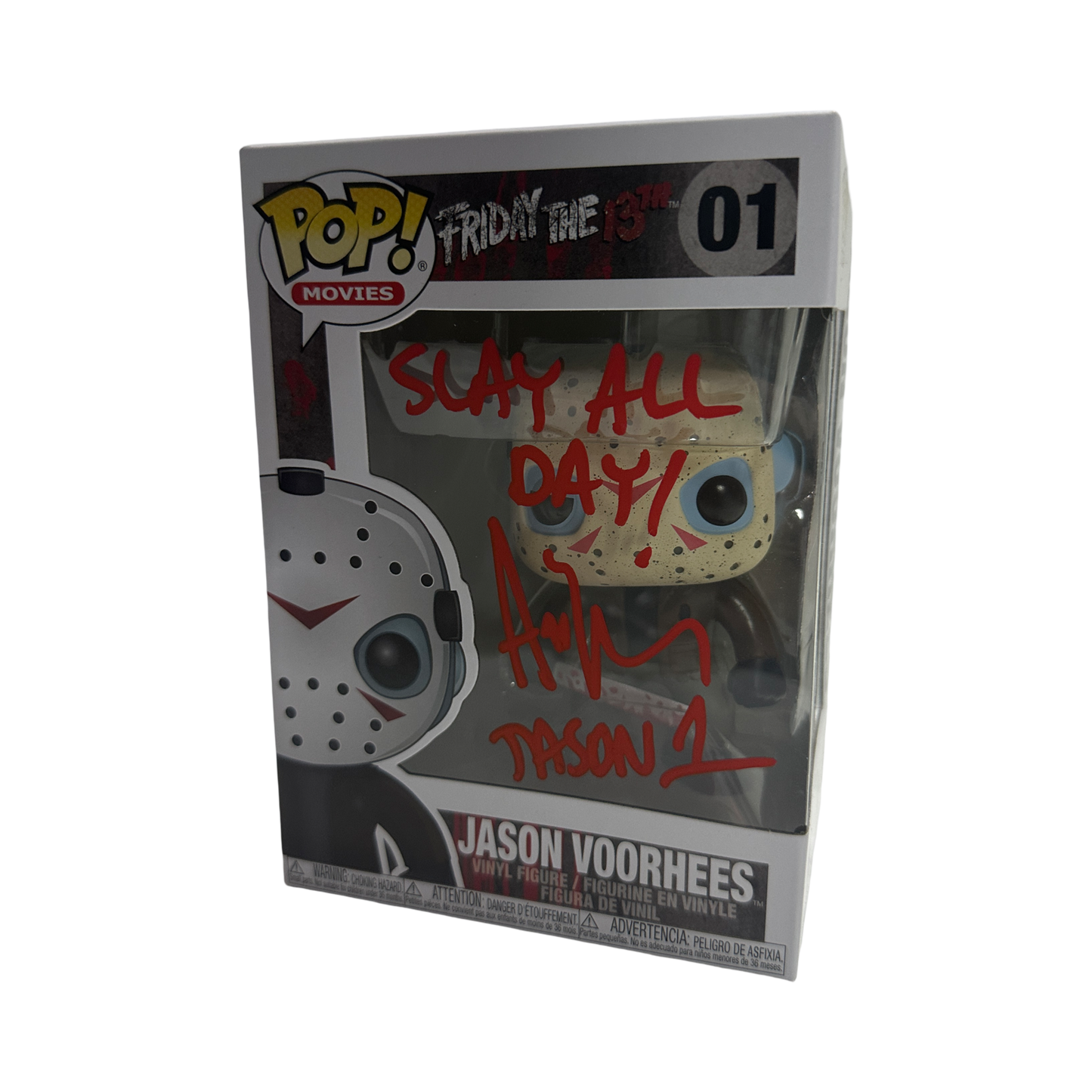 Ari Lehman Autographed Friday The 13th  "Slay All Day!, Jason 1" Inscribed Jason Voorhees Funko Pop Red Ink Beckett
