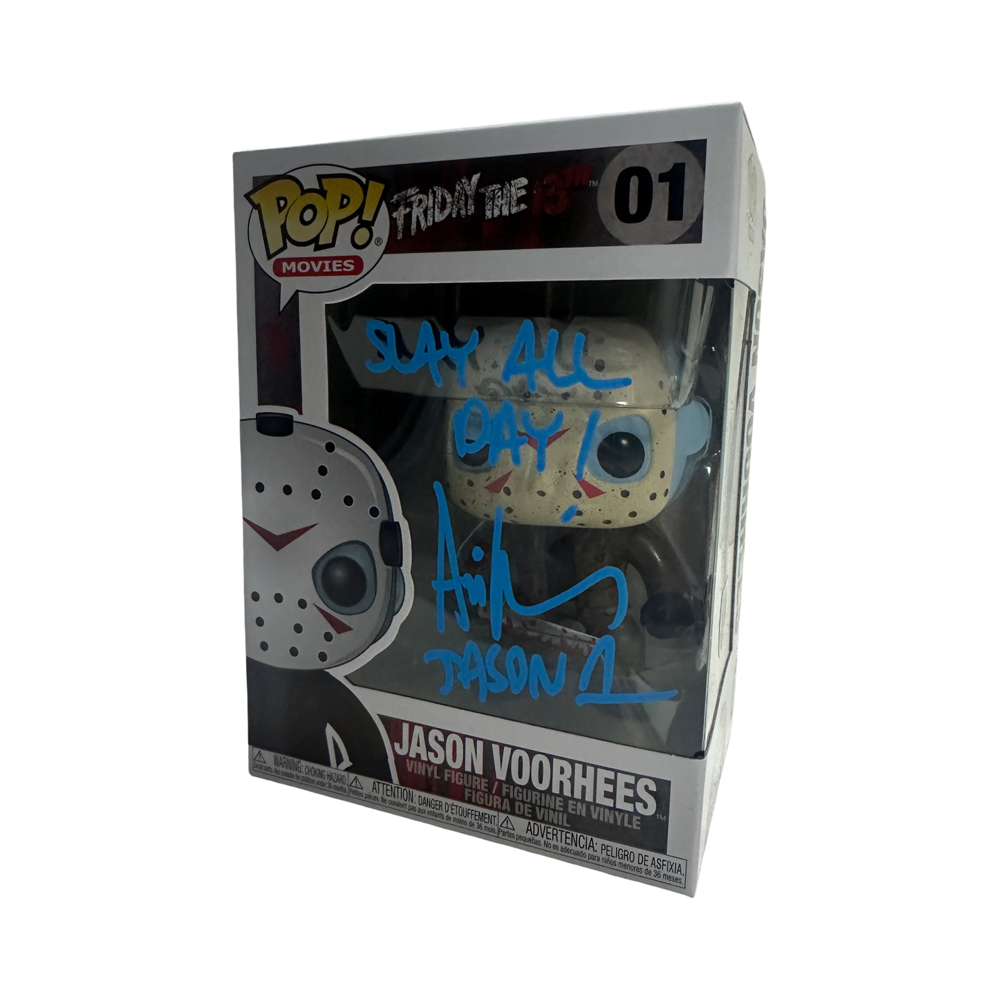 Ari Lehman Autographed Friday The 13th  "Slay All Day!, Jason 1" Inscribed Jason Voorhees Funko Pop Blue Ink Beckett