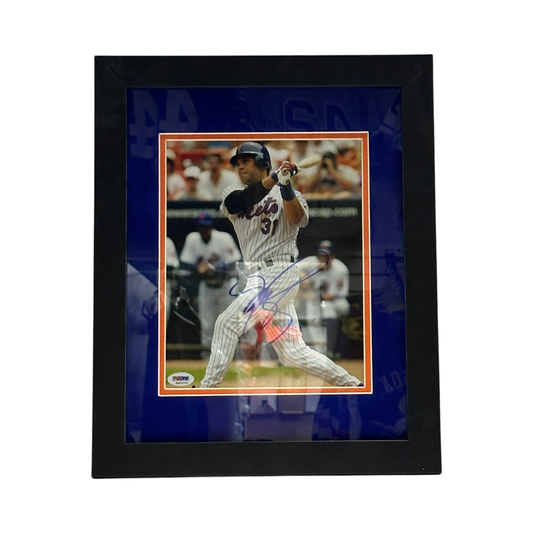 Mike Piazza Autographed New York Mets Running Framed 8x10 PSA - Framed