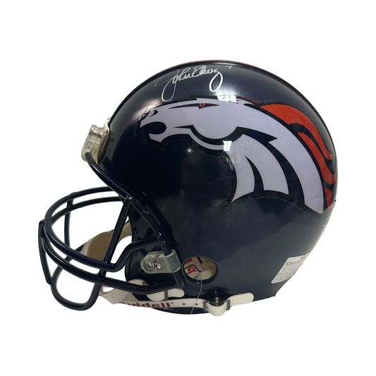John Elway Autographed Denver Broncos Ridell Authentic Helmet Beckett