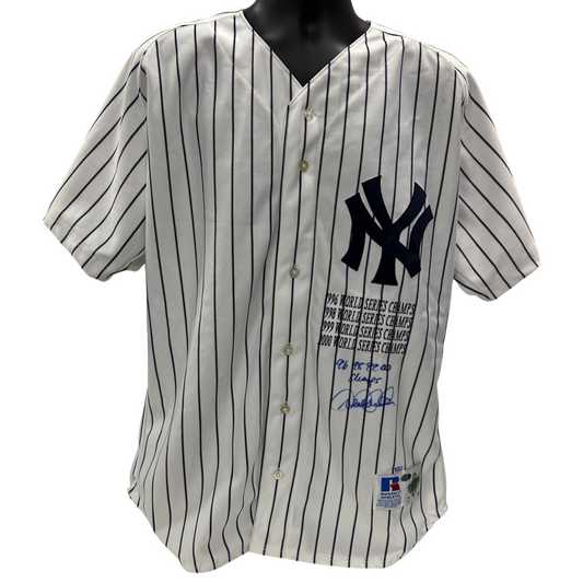 Derek Jeter Autographed New York Yankees World Series Champs Russell Athletic Authentic Jersey 5/22 "96, 98, 99, 00 Champs" Inscribed Steiner CX