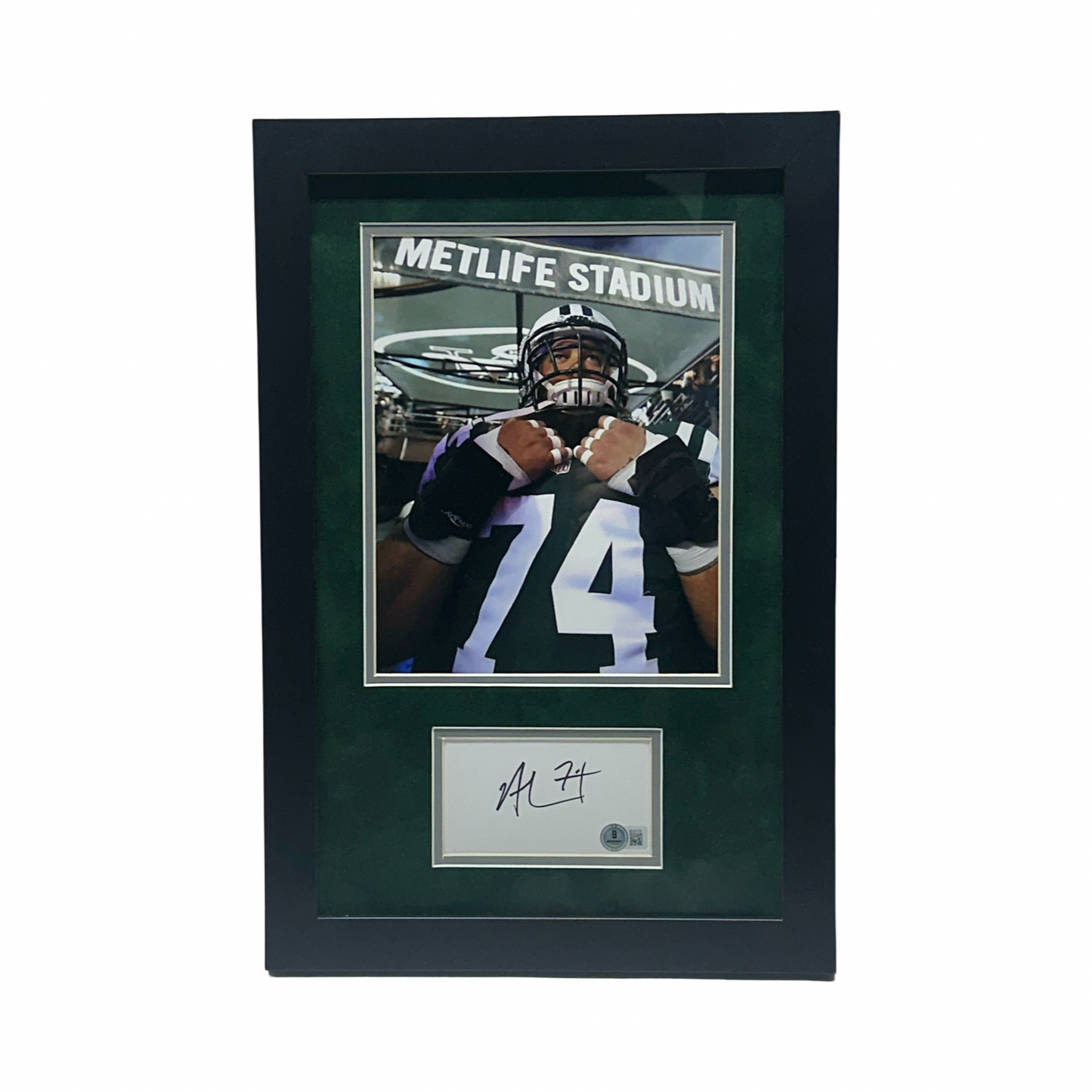Nick Mangold Autographed New York Jets Cut Beckett - Framed
