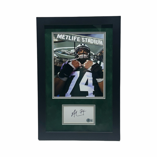 Nick Mangold Autographed New York Jets Cut Beckett - Framed