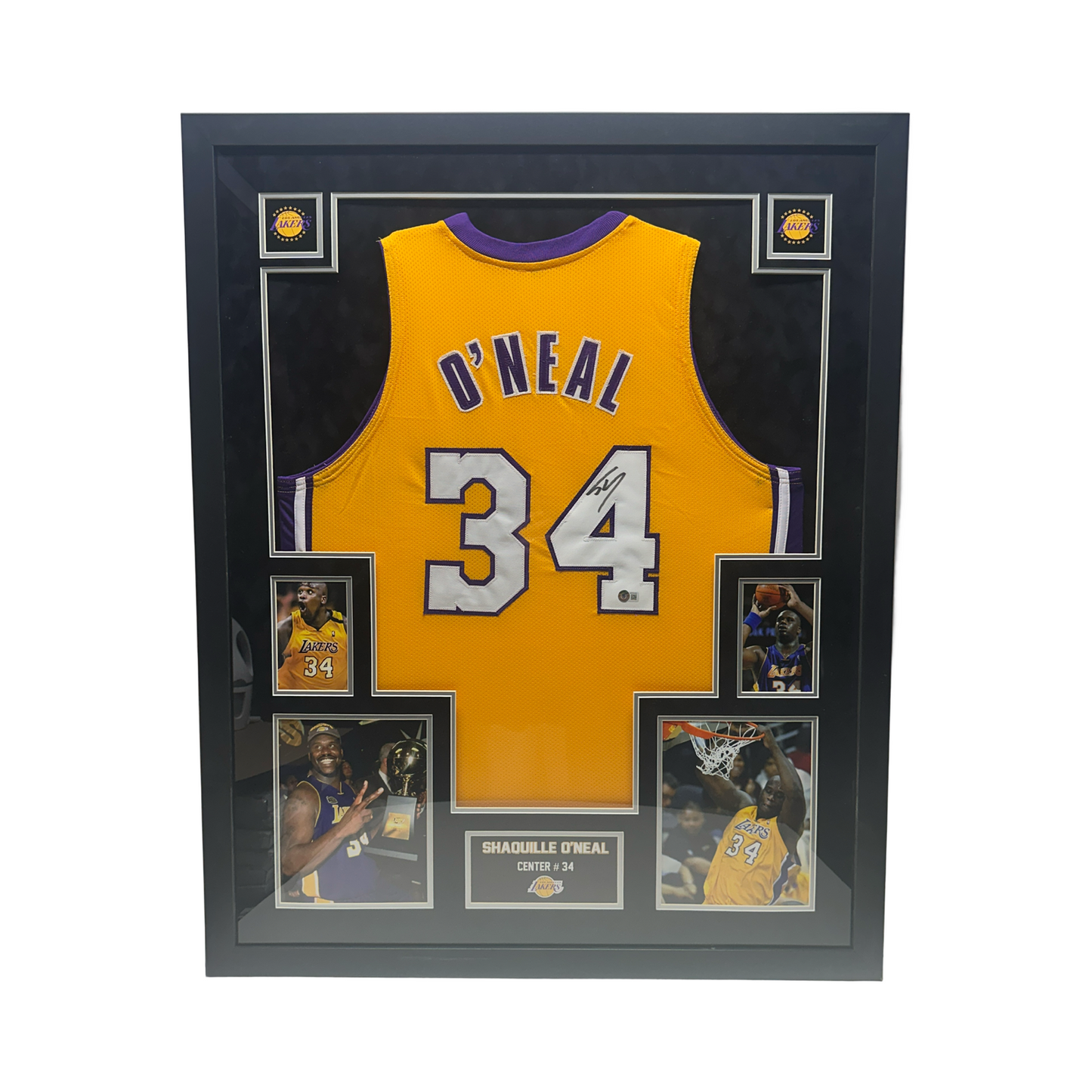 Shaquille O'neal Autographed Los Angeles Lakers Yellow Jersey Beckett - Framed