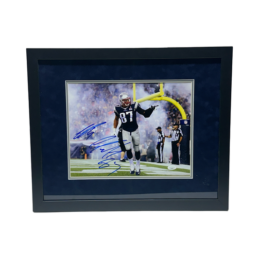 Rob Gronkowski Autographed New England Patriots Smoke 11x14 JSA - Framed