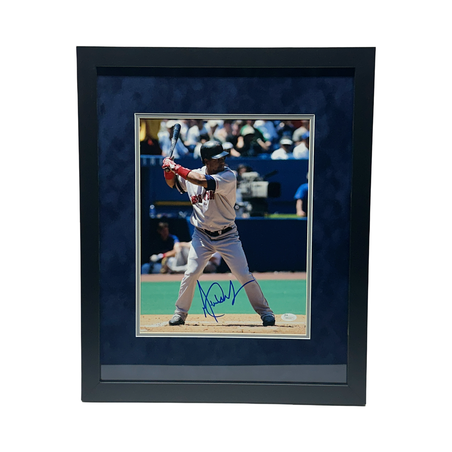 Manny Ramirez Autographed Boston Red Sox Vertical At-Bat 11x14 JSA - Framed