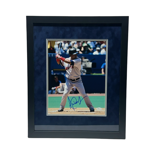 Manny Ramirez Autographed Boston Red Sox Vertical At-Bat 11x14 JSA - Framed