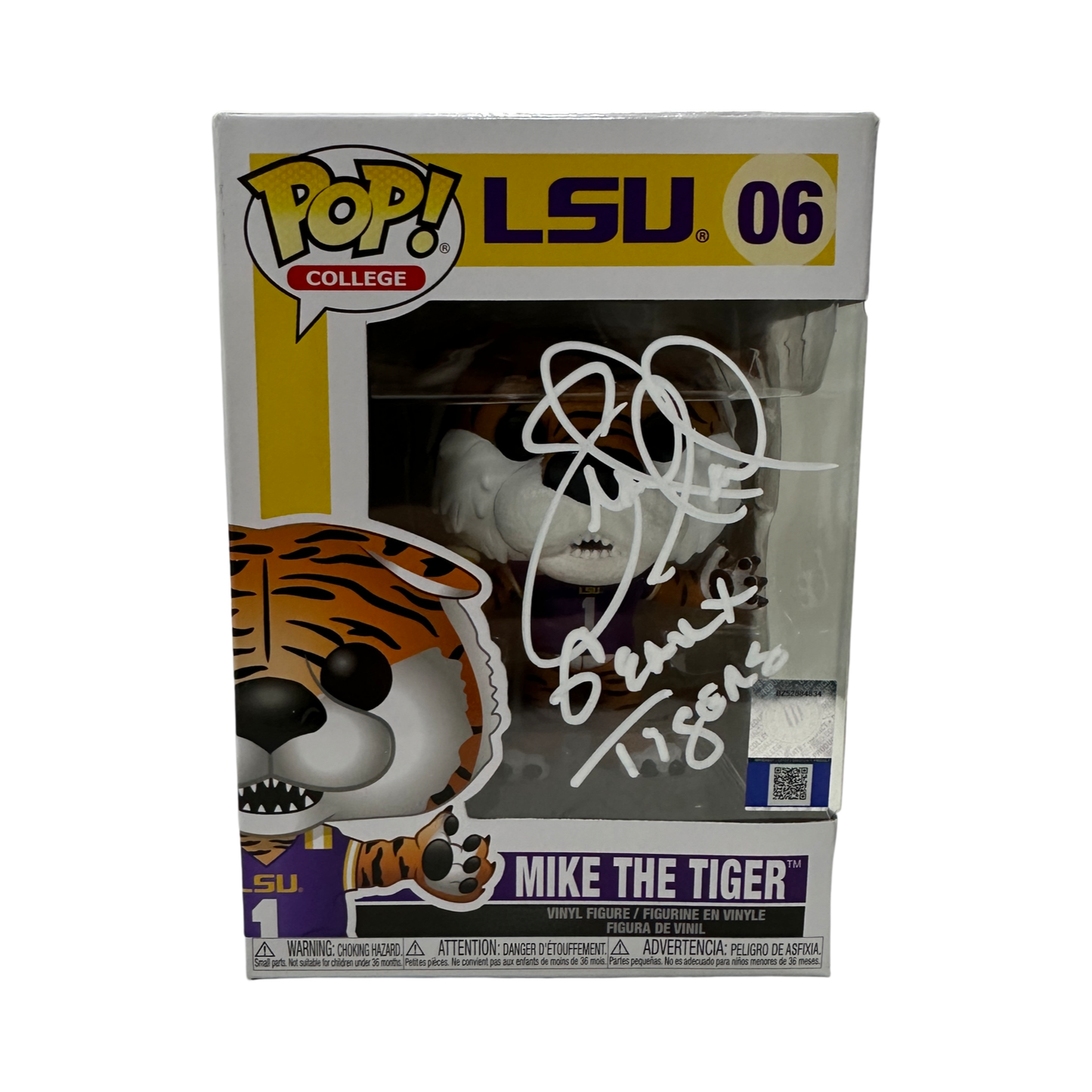 Leonard Marshall Autographed LSU Tigers Mike the Tiger Funko Pop White Ink Geaux Tigers Inscription Steiner CX (Copy)
