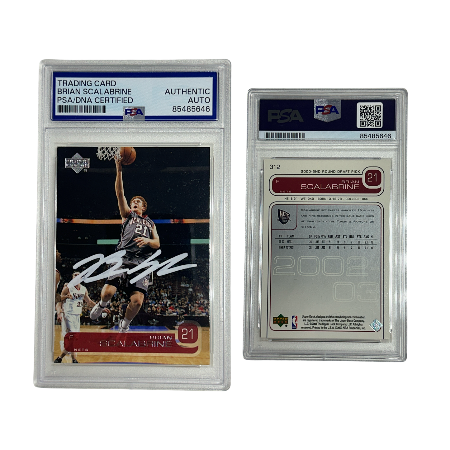 2003 Brian Scalabrine Autographed Upper Deck #312 PSA Auto Authentic