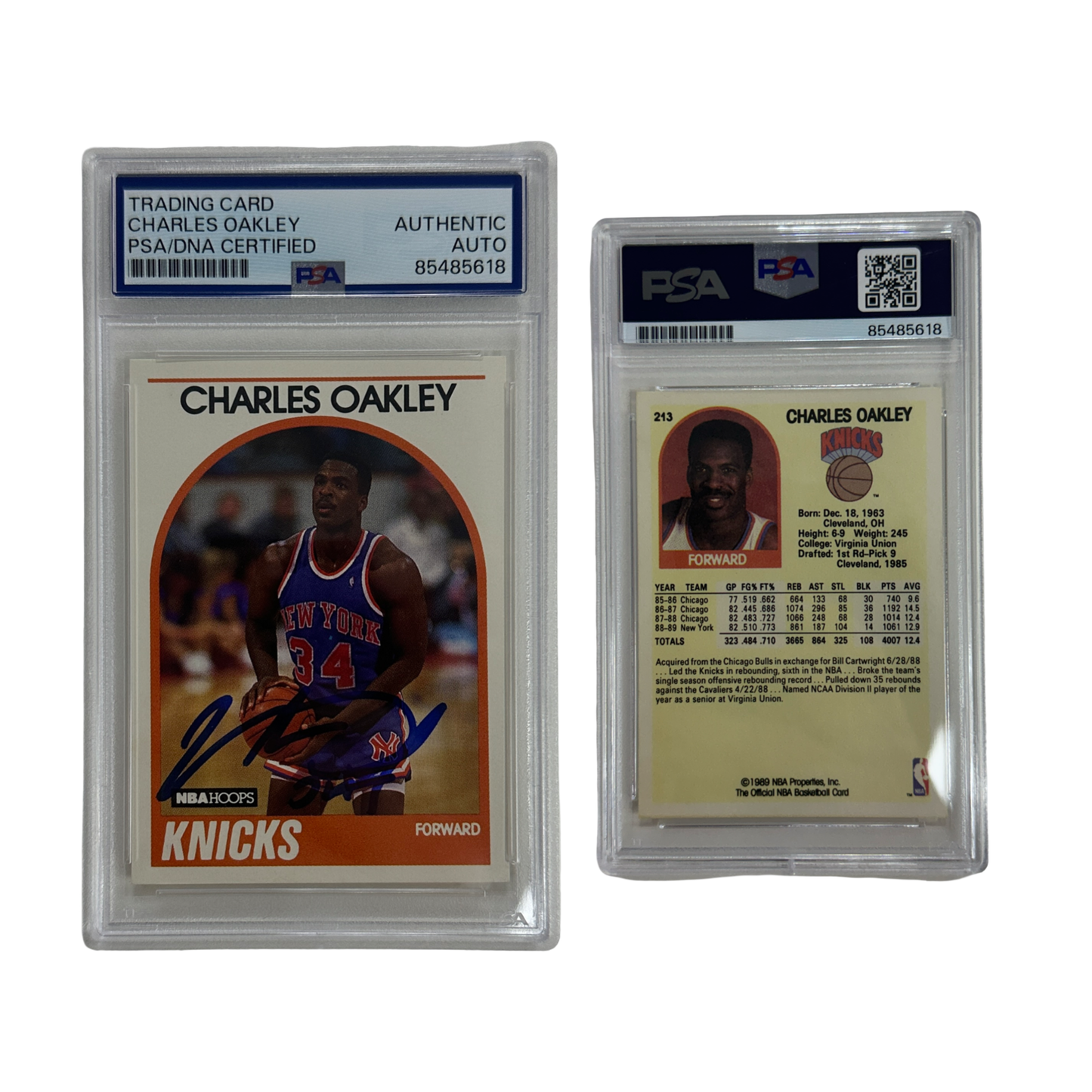 1989 Charles Oakley Autographed NBA Hoops #213 PSA Auto Authentic
