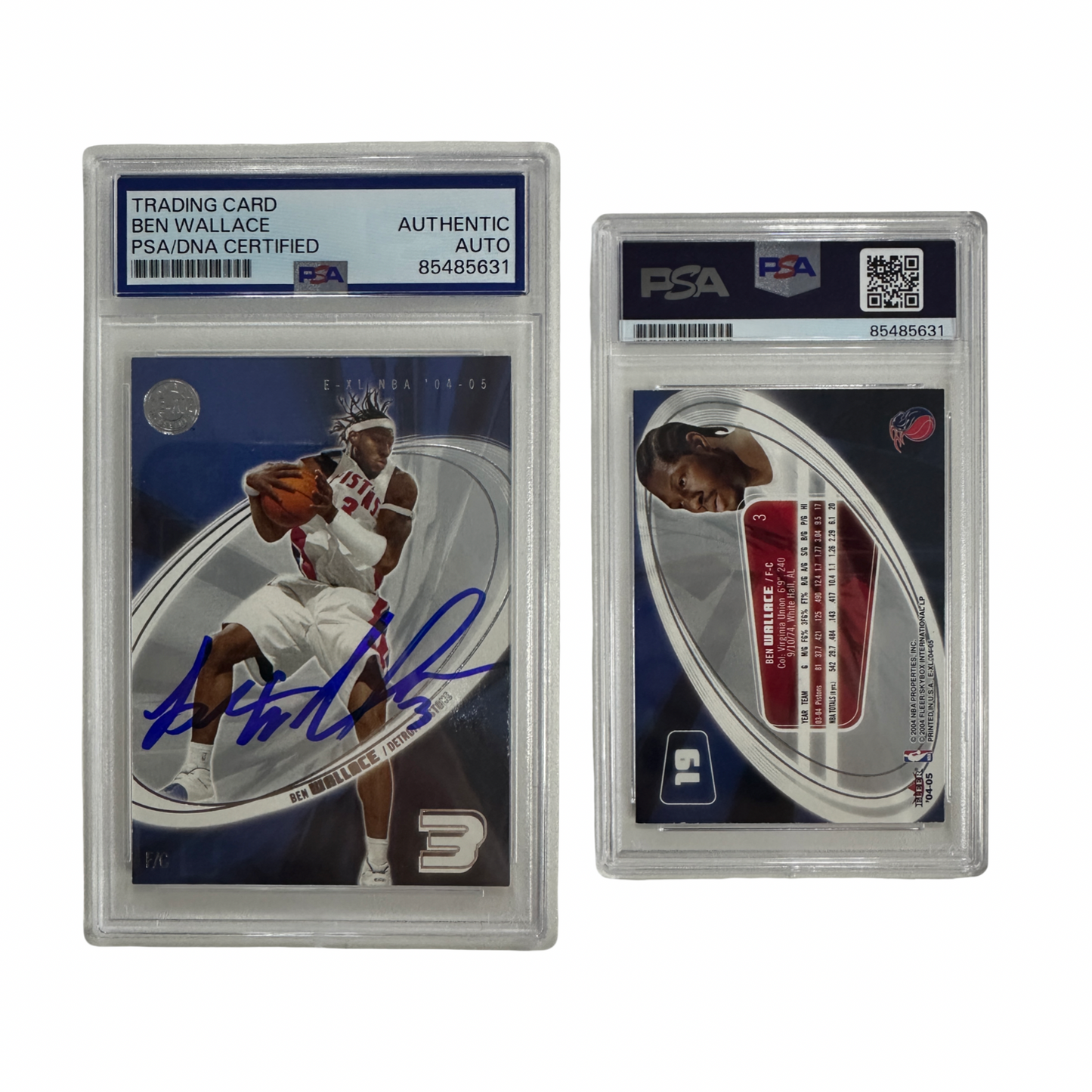 2004-05 Ben Wallace Autographed Skybox Fleer E-XL #19 PSA Auto Authentic