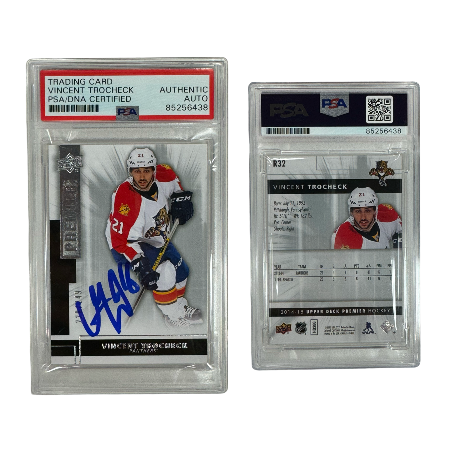2014-15 Vincent Trocheck Autographed Upper Deck Premier /249 #R32 PSA Auto Authentic
