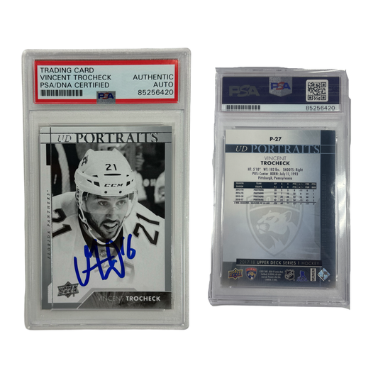 2017-18 Vincent Trocheck Autographed Upper Deck UD Portraits White #P27 PSA Auto Authentic