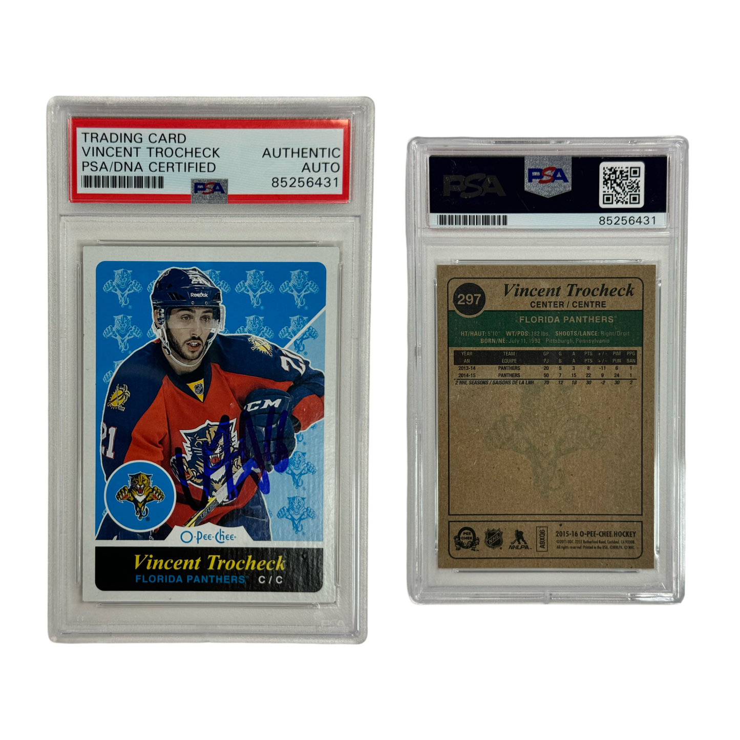 2015-16 Vincent Trocheck Autographed O-Pee-Chee #297 PSA Auto Authentic