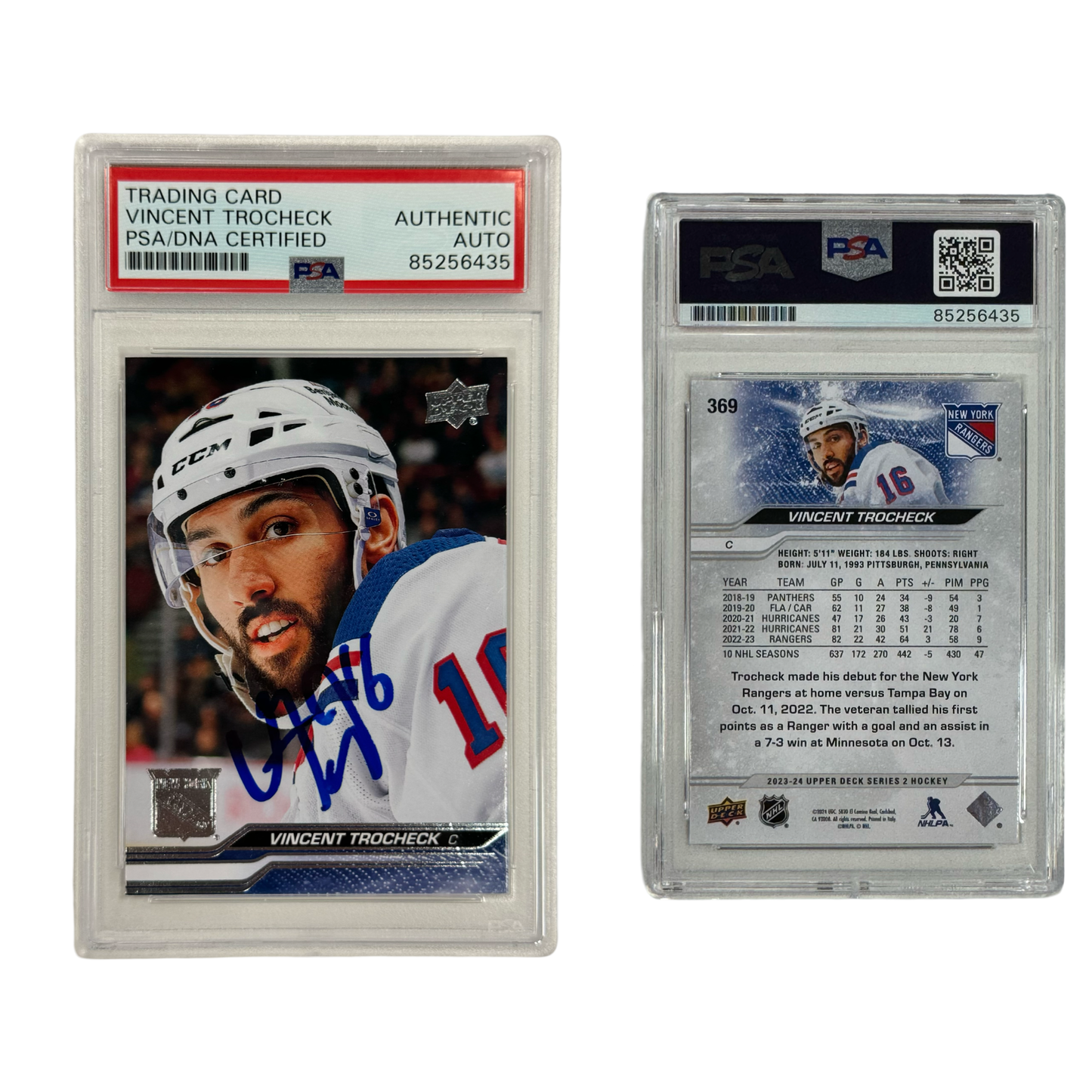 2023-24 Vincent Trocheck Autographed Upper Deck Series 2 #369 PSA Auto Authentic