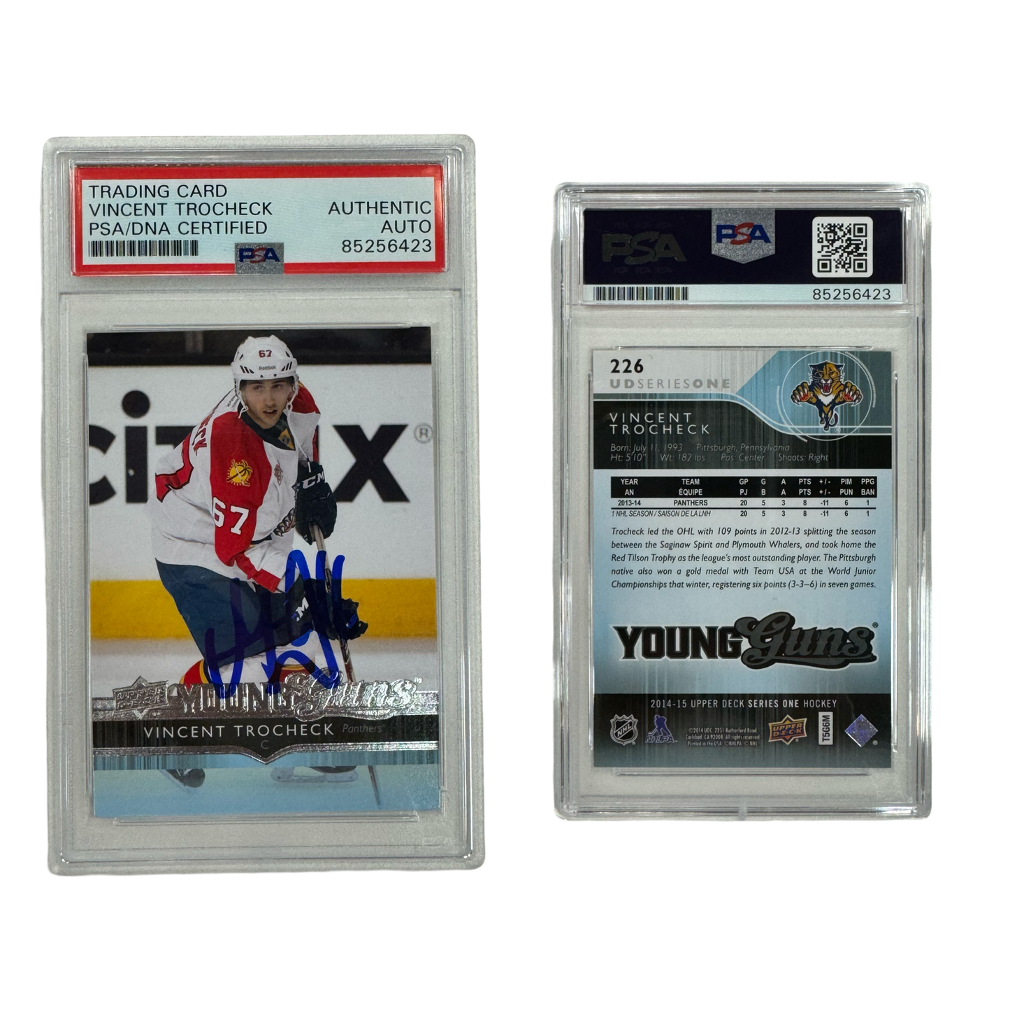 2014-15 Vincent Trocheck Autographed Upper Deck Young Guns #226 PSA Auto Authentic