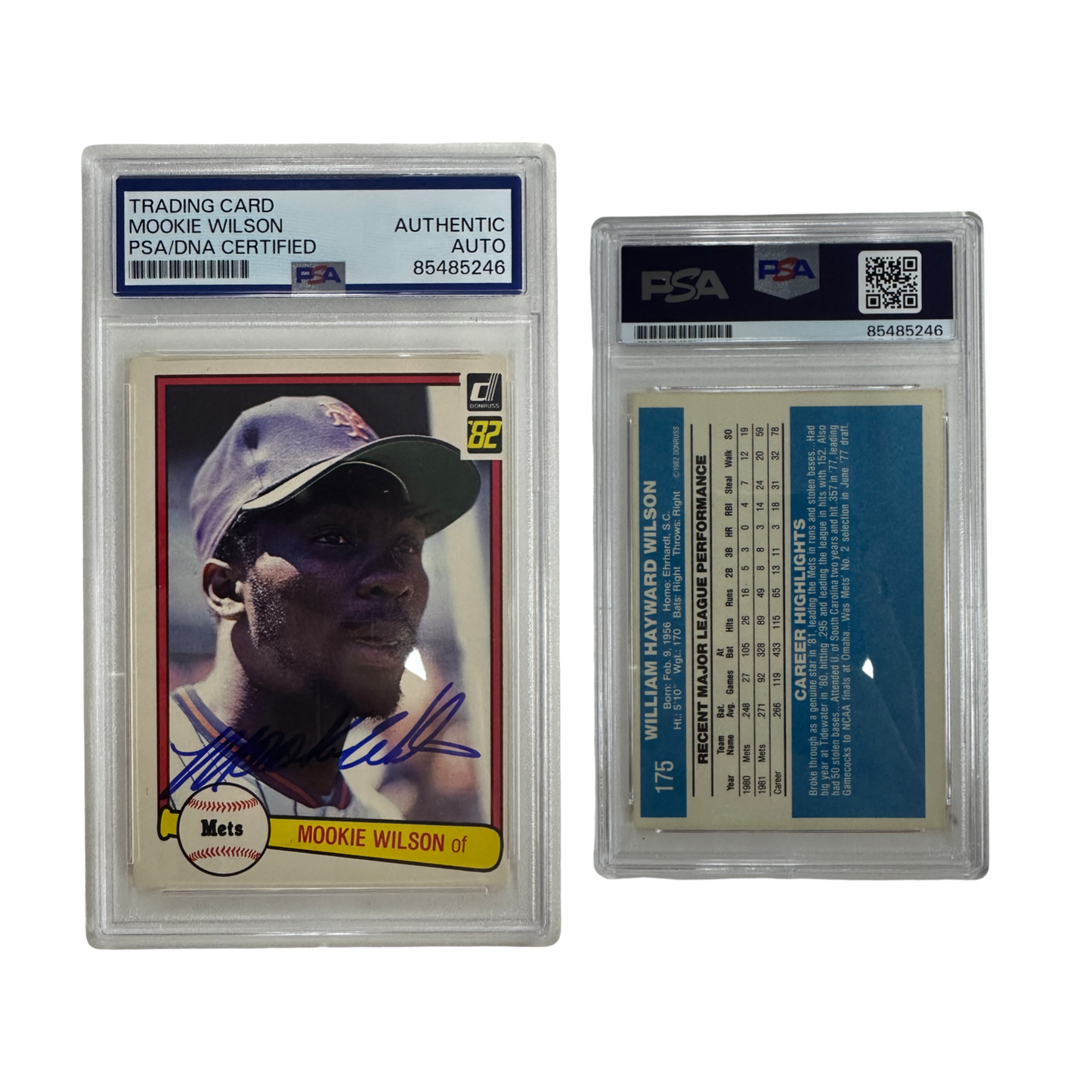 1982 Mookie Wilson Autographed Donruss #175 PSA Auto Authentic