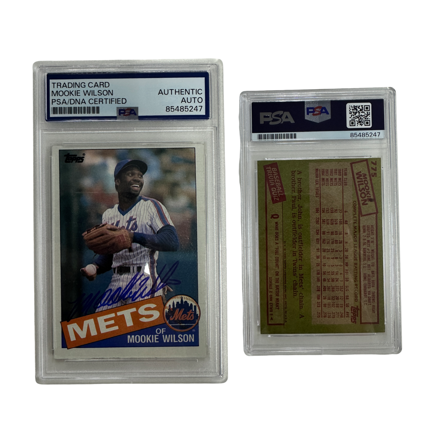 1985 Mookie Wilson Autographed Topps #775 PSA Auto Authentic