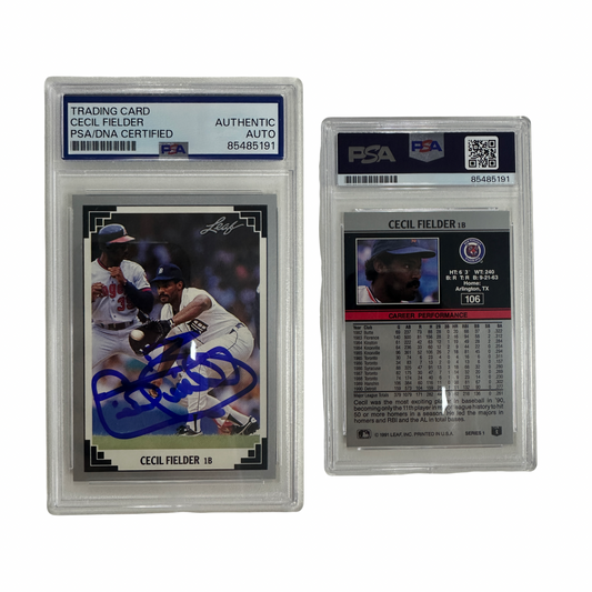 1991 Cecil Fielder Autographed Leaf #106 PSA Auto Authentic