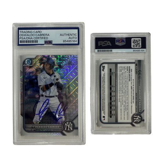 2022 Oswaldo Cabrera Autographed Topps Bowman 1st Chrome Refractor #BCP-17 PSA Auto Authentic