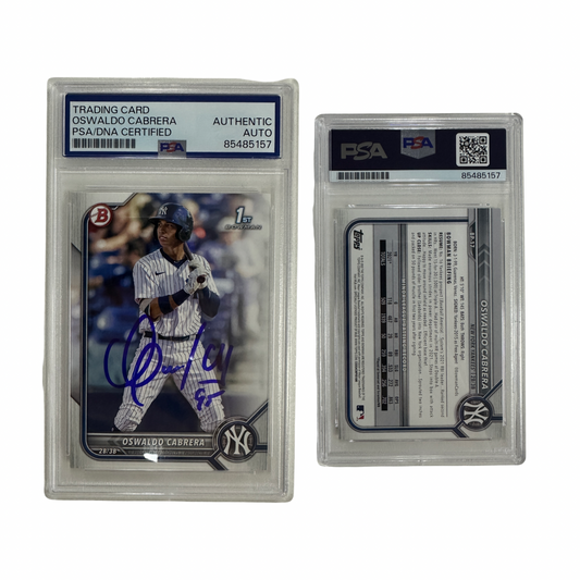 2022 Oswaldo Cabrera Autographed Topps 1st Bowman #BP-17 PSA Auto Authenic