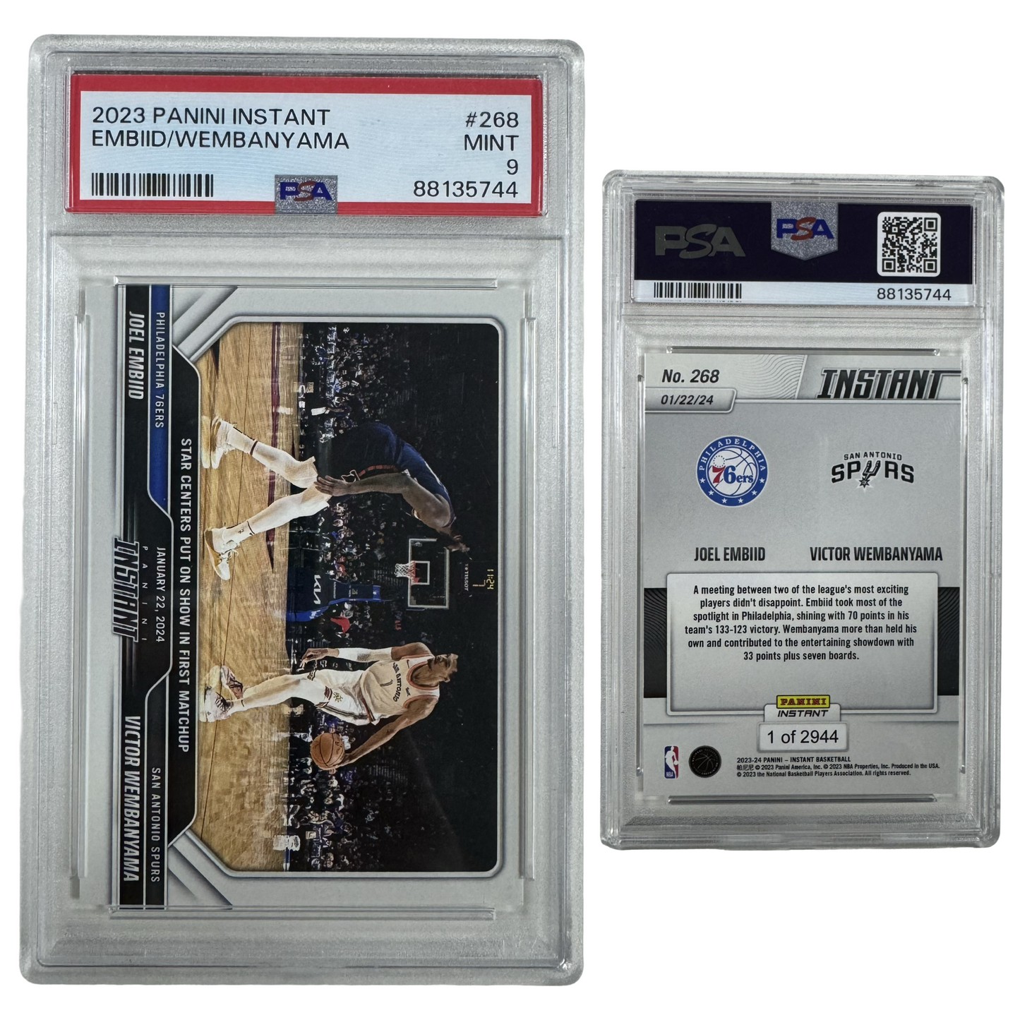 2023 Victor Wembanyama Joel Embiid Panini Instant #268 PSA MINT 9