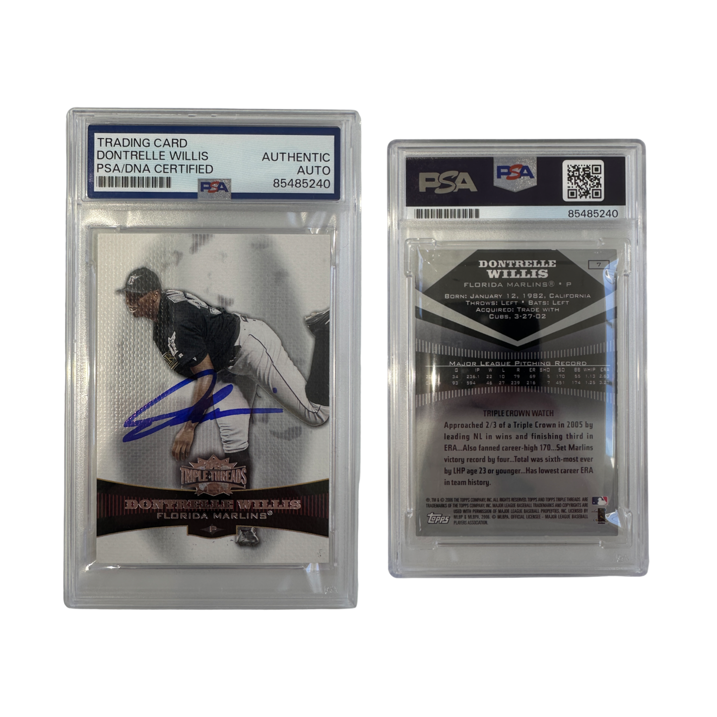 2006 Dontrelle WIllis Autographed Topps Triple Threads #7 PSA Auto Authentic