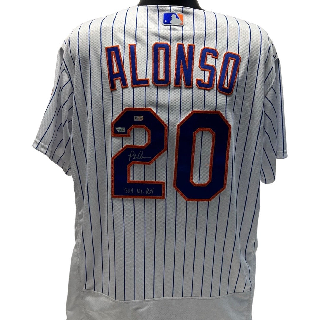 Pete Alonso Autographed New York Mets Nike Authentic Pinstripe Jersey 2019 NL ROY Inscription Fanatics & MLB