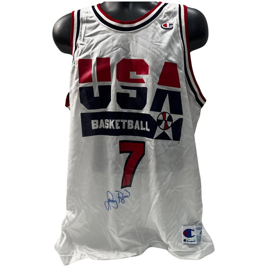 Larry Bird Autographed Boston Celtics USA Basketball White Champion Authentic Jersey Upper Deck