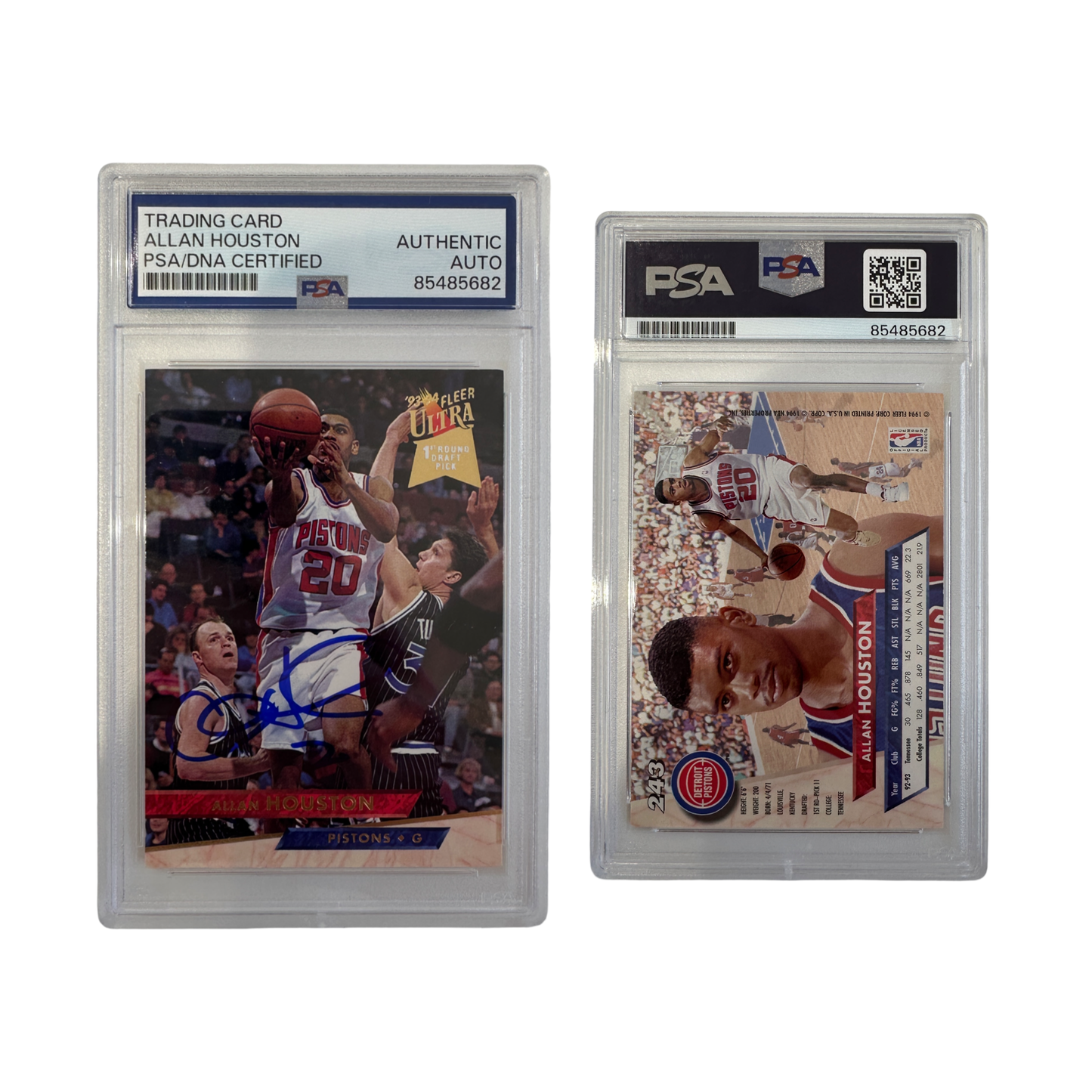 1994 Allan Houston Autographed Fleer Ultra 1st Round Pick Blue Ink #243 PSA Auto Authentic