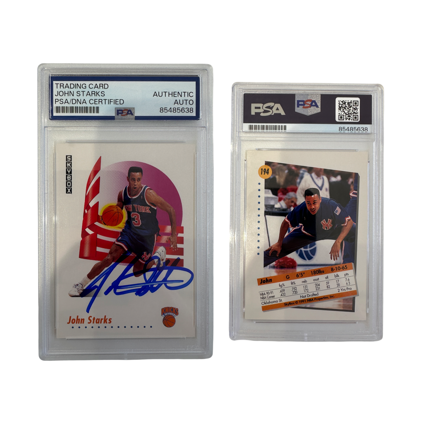 1991 John Starks Autographed Skybox Rookie Card #194 PSA Auto Authentic