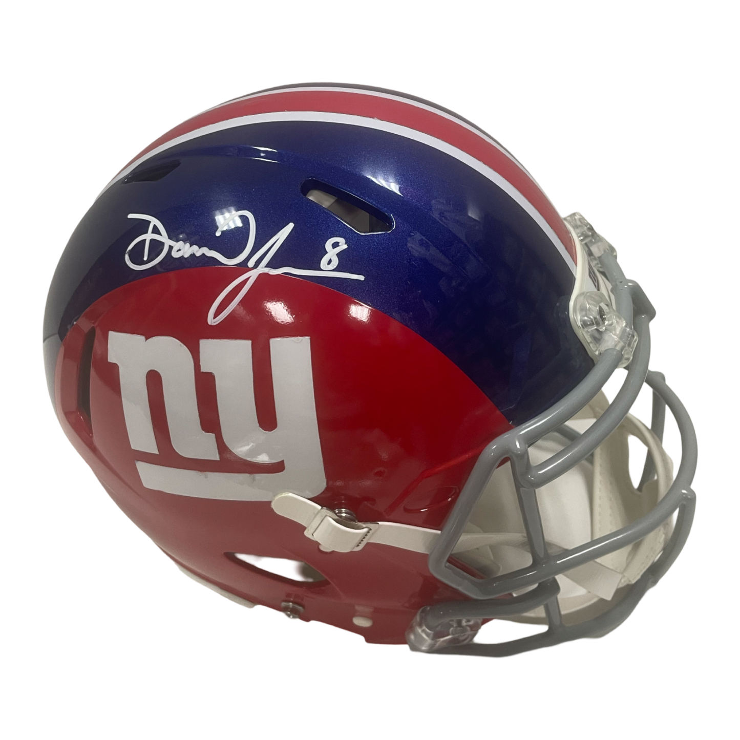 Daniel Jones Autographed New York Giants Custom Blue/Red Speed Authentic Helmet Radtke Sports