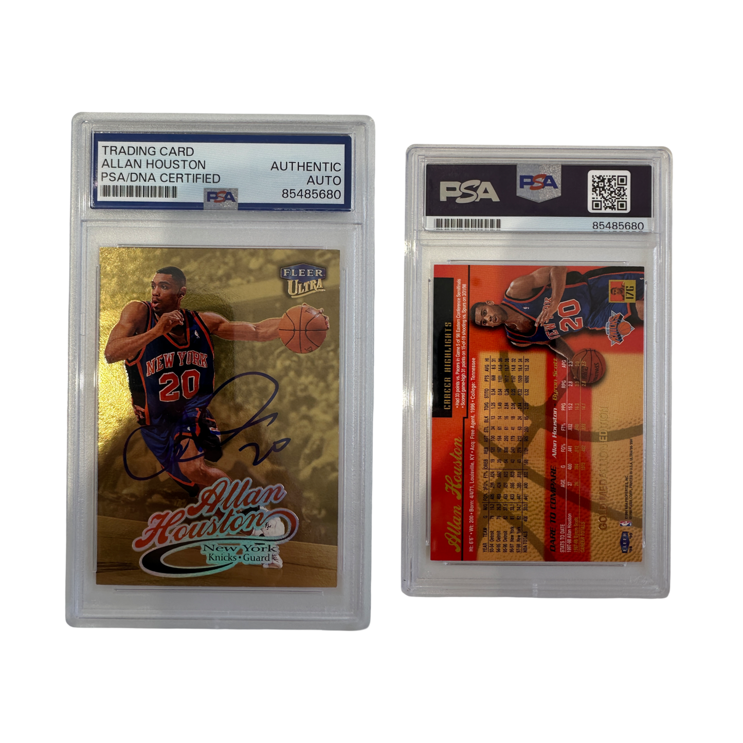 1999 Allan Houston Autographed Fleer Ultra Gold Medallion #17G PSA Auto Authentic