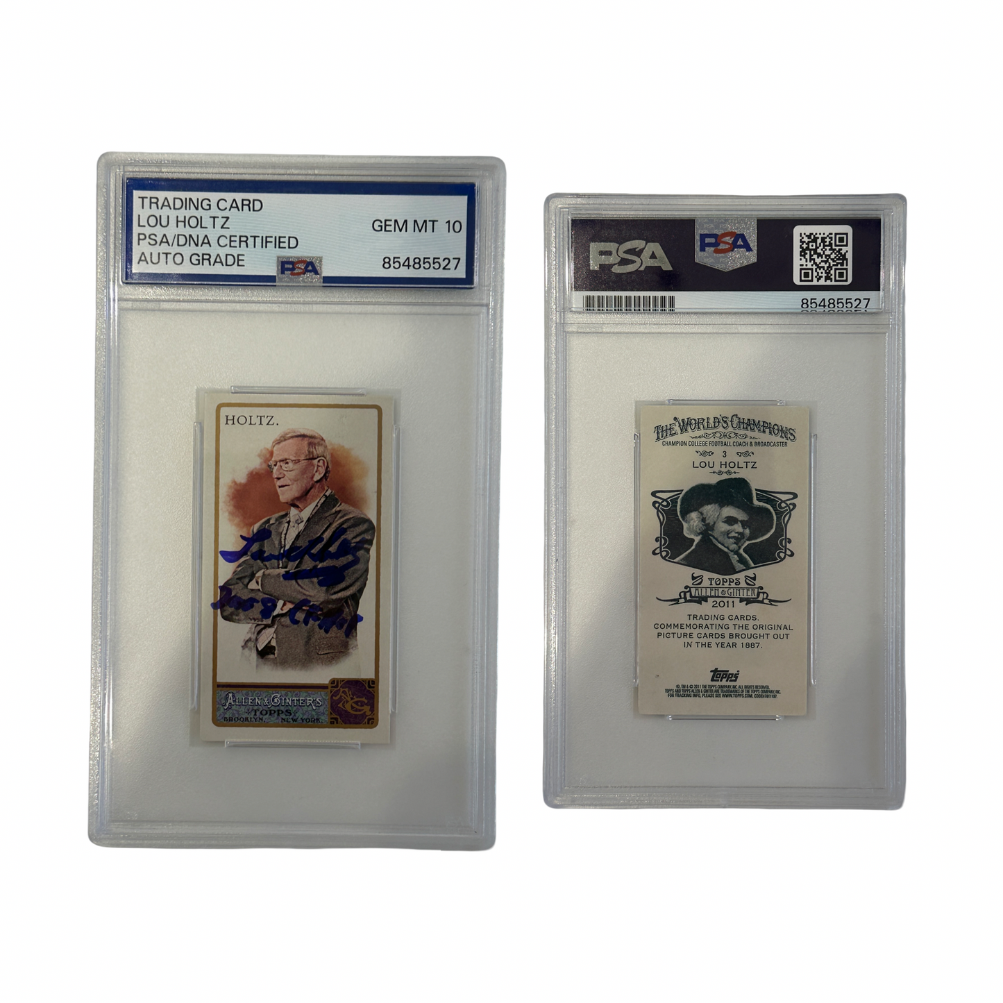 2011 Lou Holtz Autographed "2008 CF HOF" Inscribed Topps Allen & Ginter Mini #3 PSA GEM MINT 10