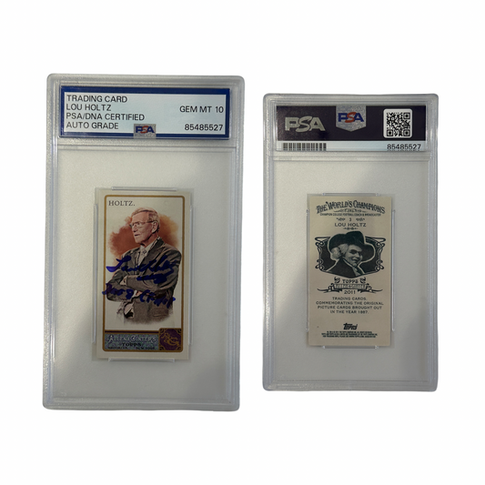 2011 Lou Holtz Autographed "2008 CF HOF" Inscribed Topps Allen & Ginter Mini #3 PSA GEM MINT 10