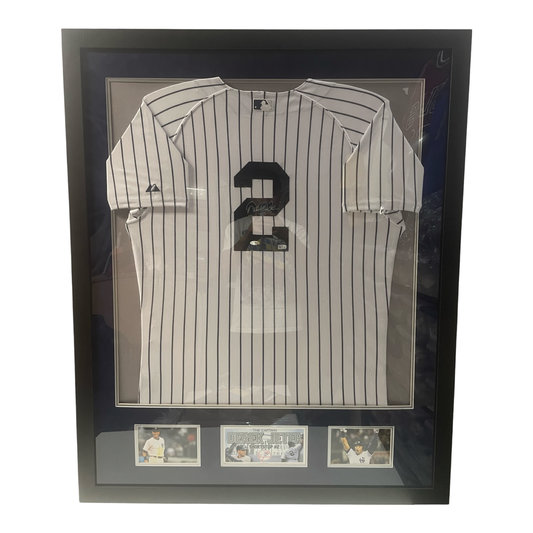 Derek Jeter Autographed New York Yankees Framed Pinstripe Authentic Jersey Steiner/MLB