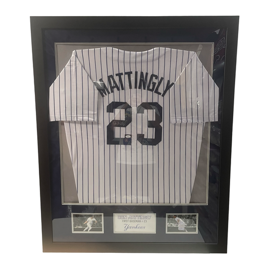 Don Mattingly Autographed New York Yankees Framed Pinstripe Jersey JSA